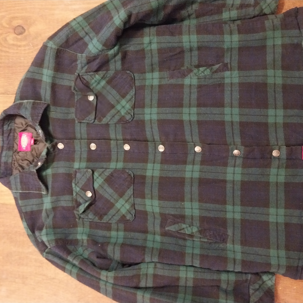 Green and Black Plaid Button-Up Shirt